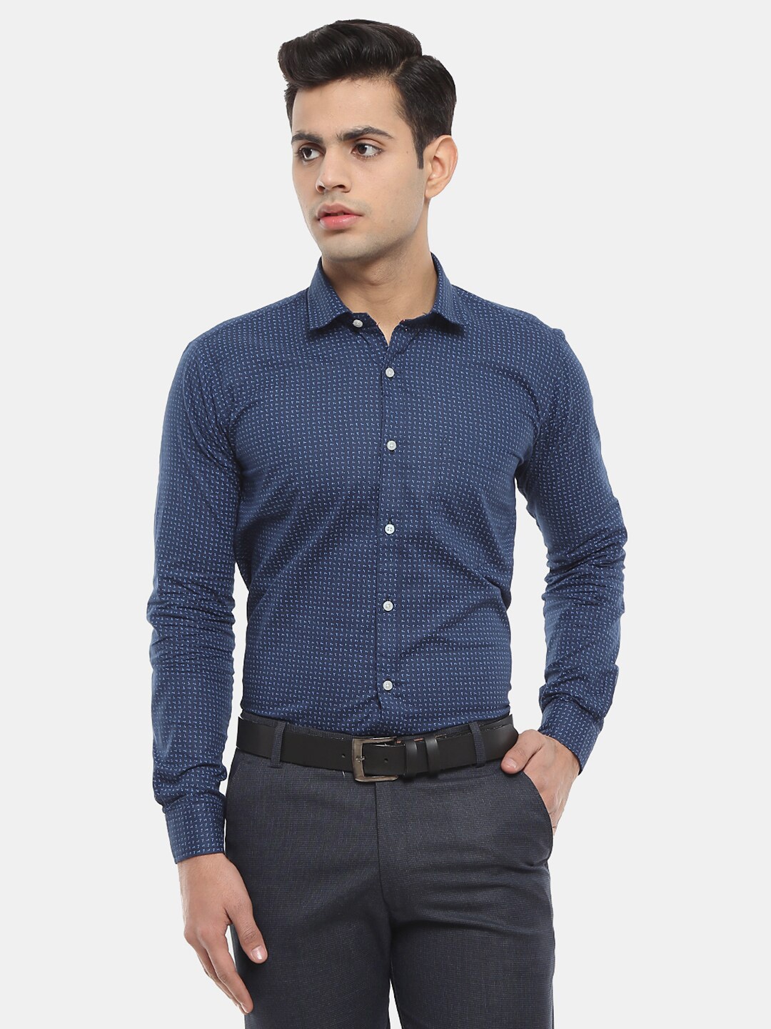 

V-Mart Men Printed Formal Shirt, Navy blue