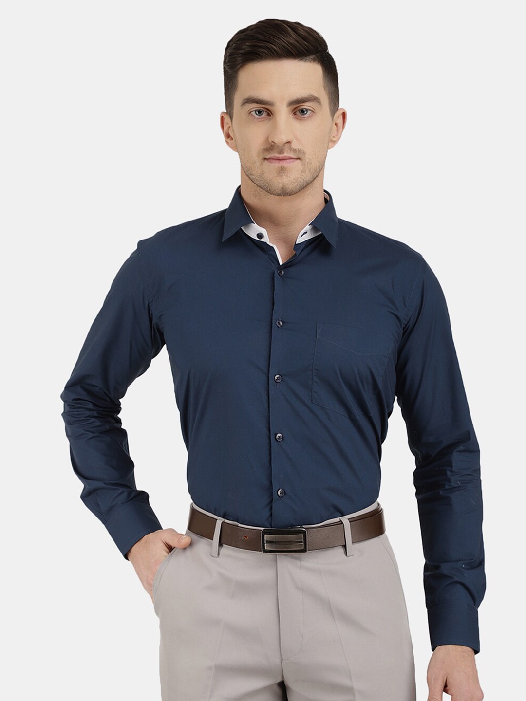 

V-Mart Men Classic Cotton Formal Shirt, Blue
