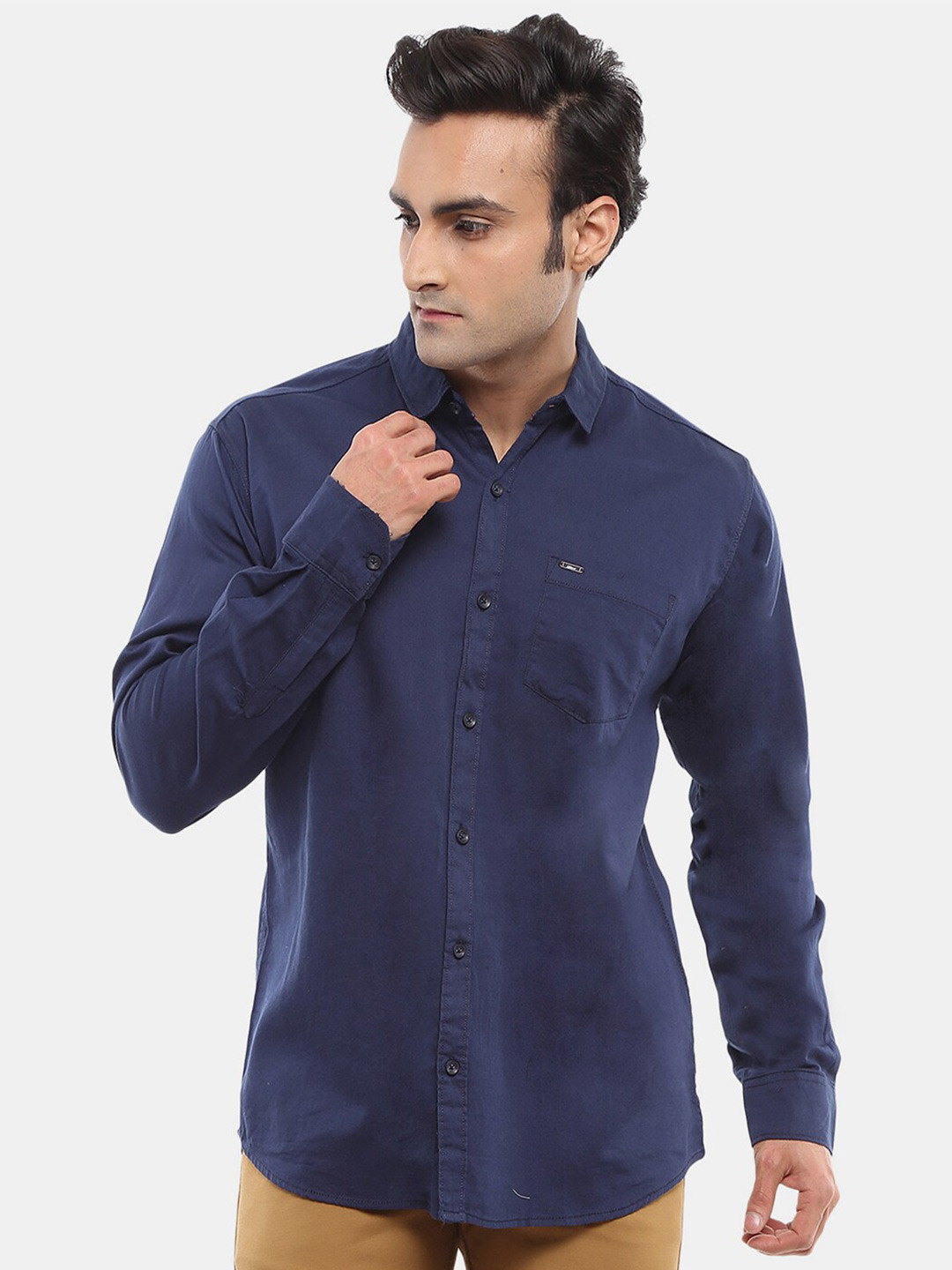 

V-Mart Men Classic Casual Cotton Shirt, Navy blue