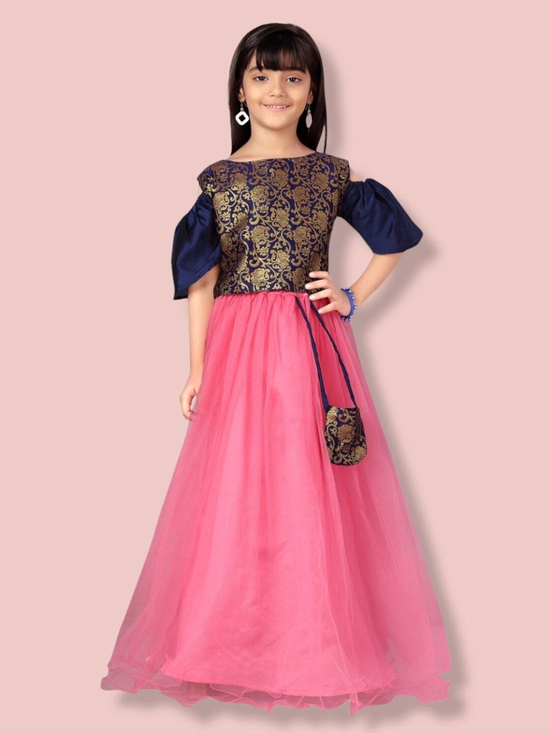 

Aarika Girls Ready to Wear Lehenga & Blouse, Navy blue