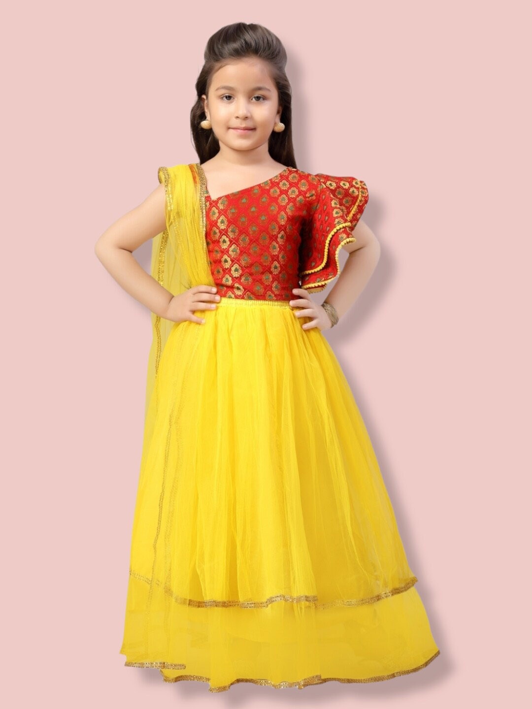 

Aarika Girls Ready to Wear Lehenga & Blouse With Dupatta, Red