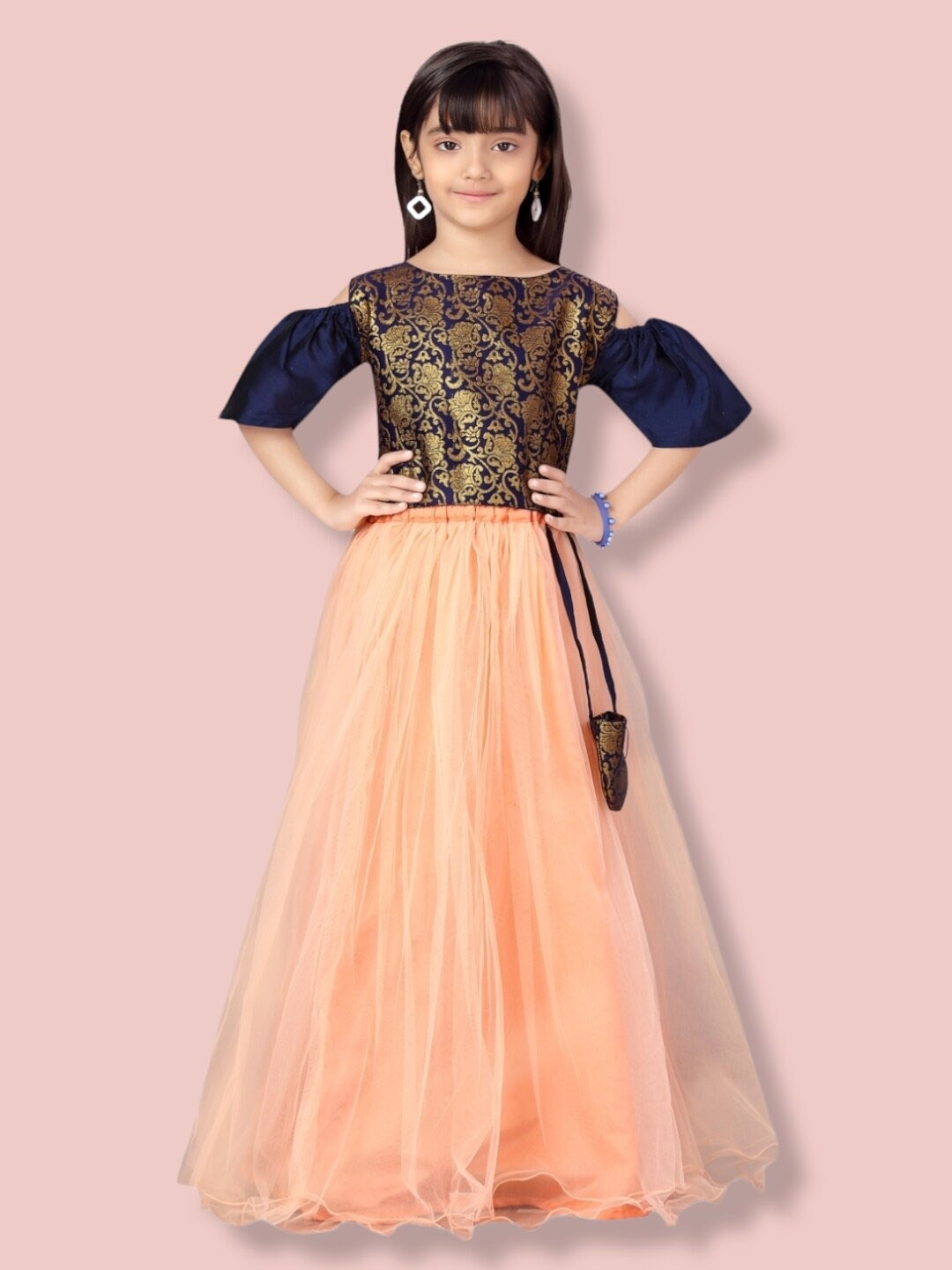

Aarika Girls Ready to Wear Lehenga & Blouse, Navy blue