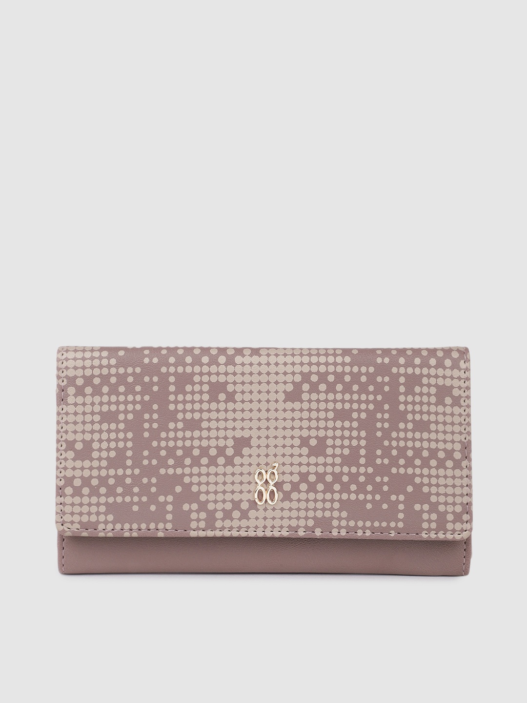 

Baggit Women Polka Dots Print PU Three Fold Wallet, Mauve