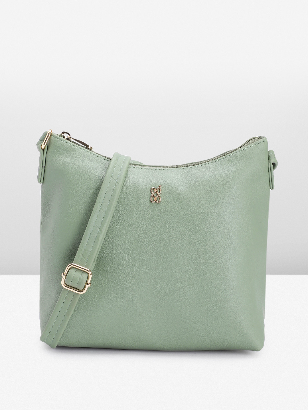 

Baggit Solid PU Structured Sling Bag, Green