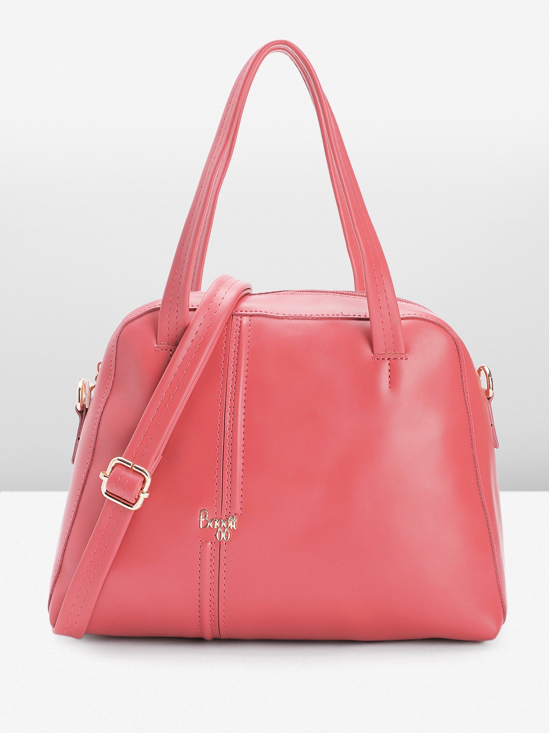 

Baggit Solid PU Structured Handheld Bag, Coral