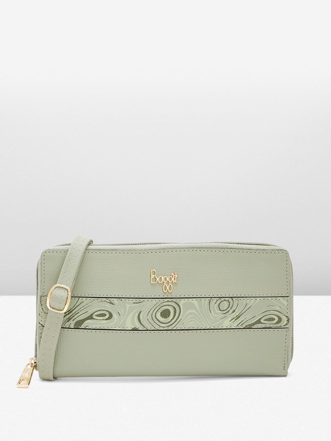 

Baggit Women Textured Zip Around Wallet, Green