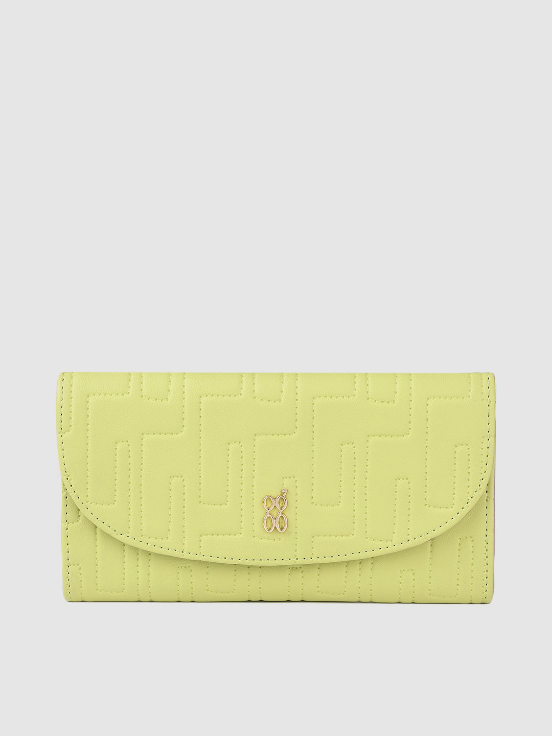 

Baggit Women Woven Design PU Three Fold Wallet, Lime green