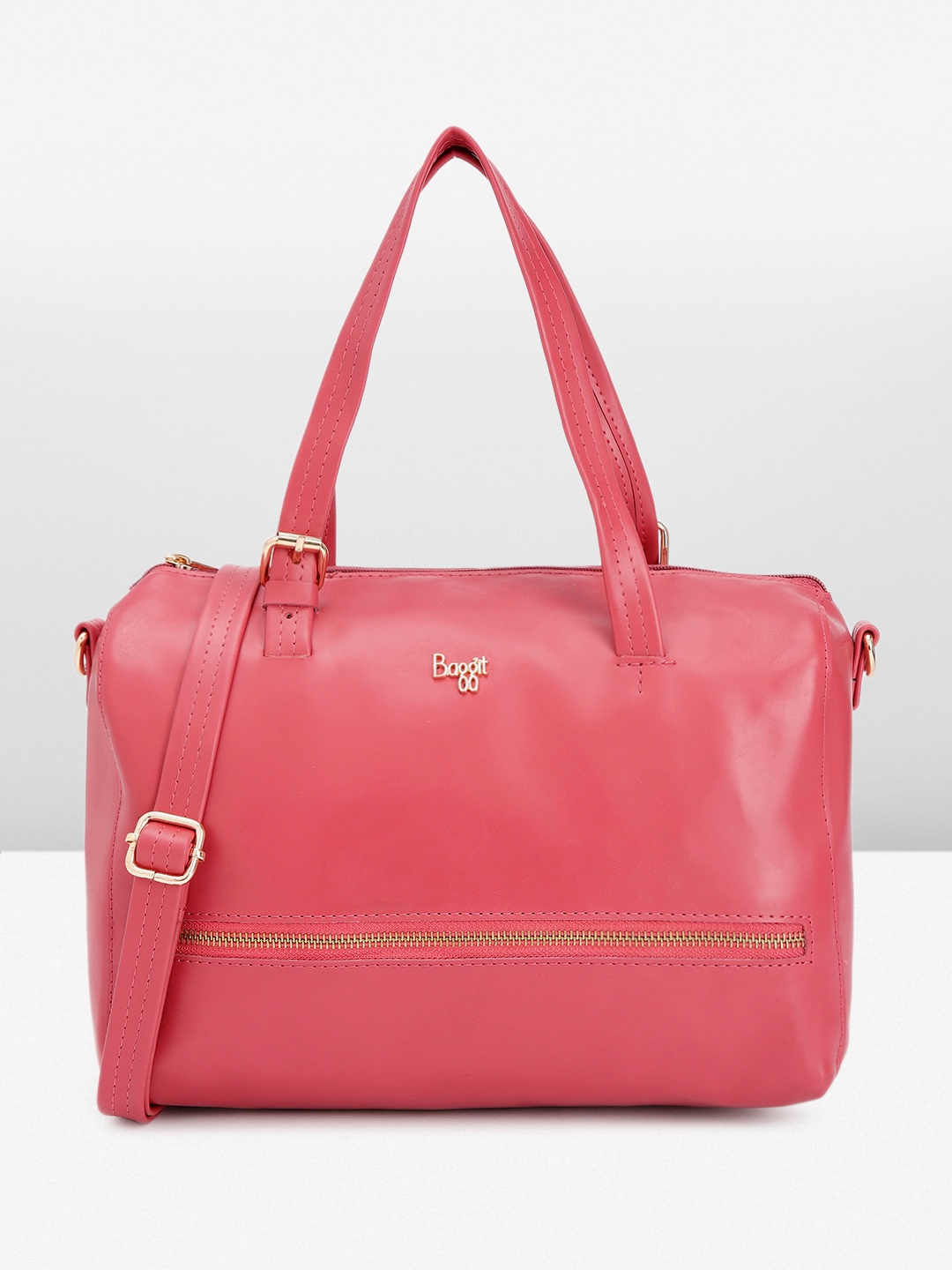 

Baggit Solid Structured Handheld Bag, Pink