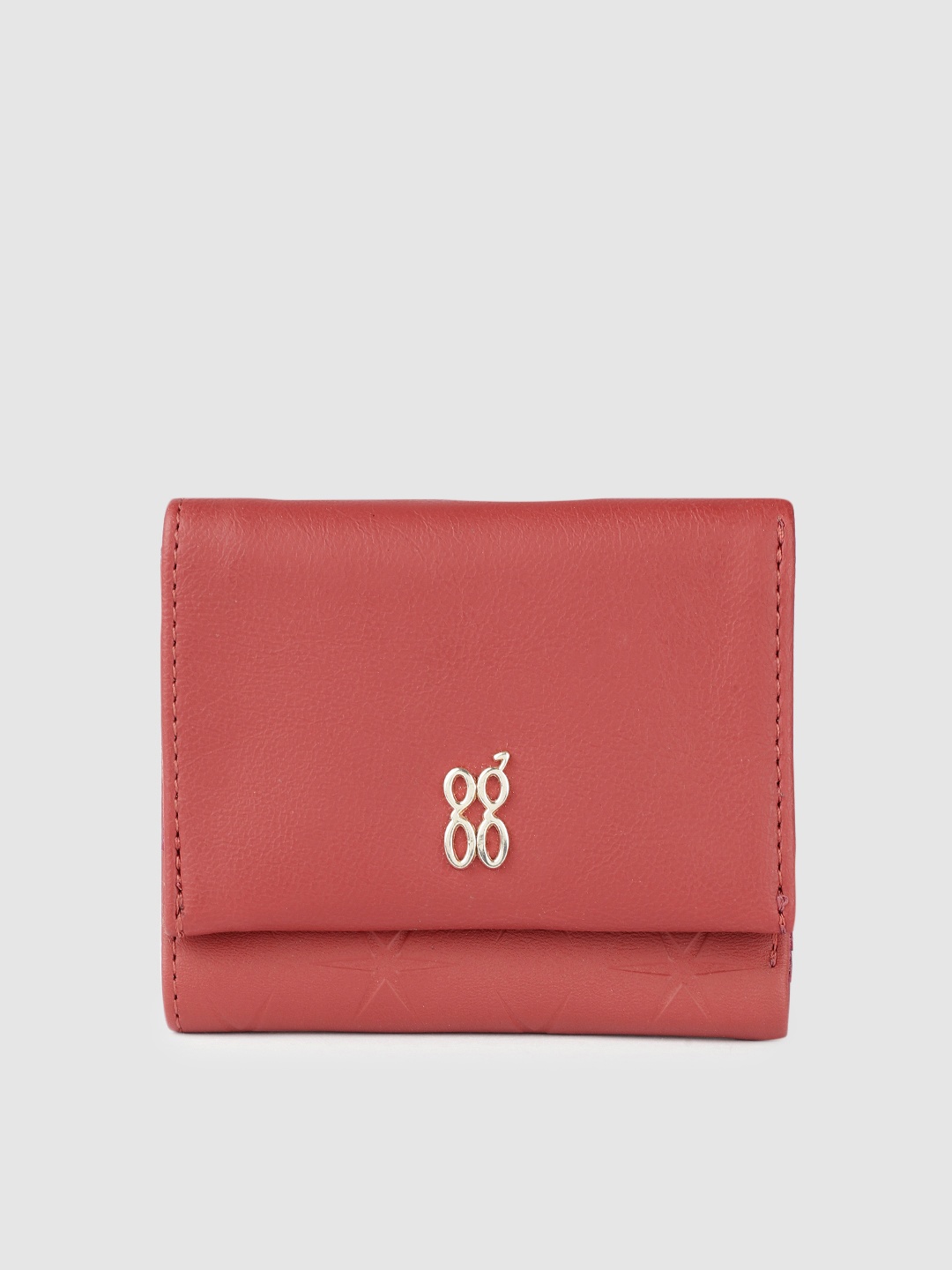 

Baggit Women Textured Three Fold Wallet, Red