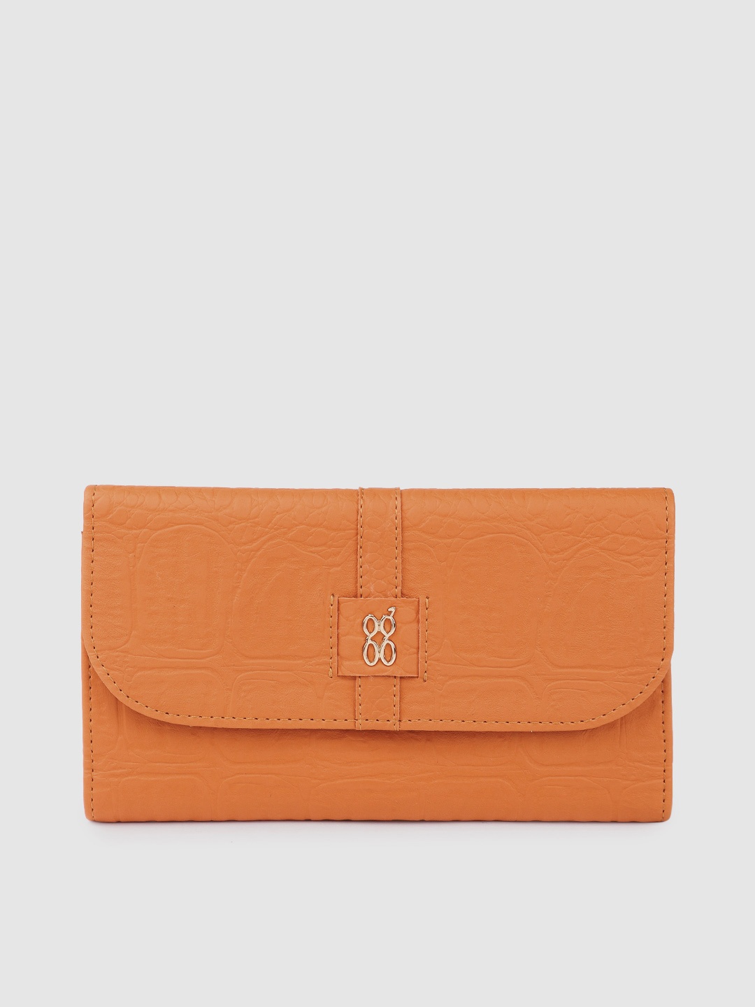 

Baggit Women Textured Three Fold Wallet, Orange