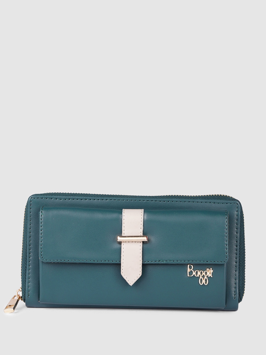 

Baggit Women Solid Zip Around Wallet, Teal