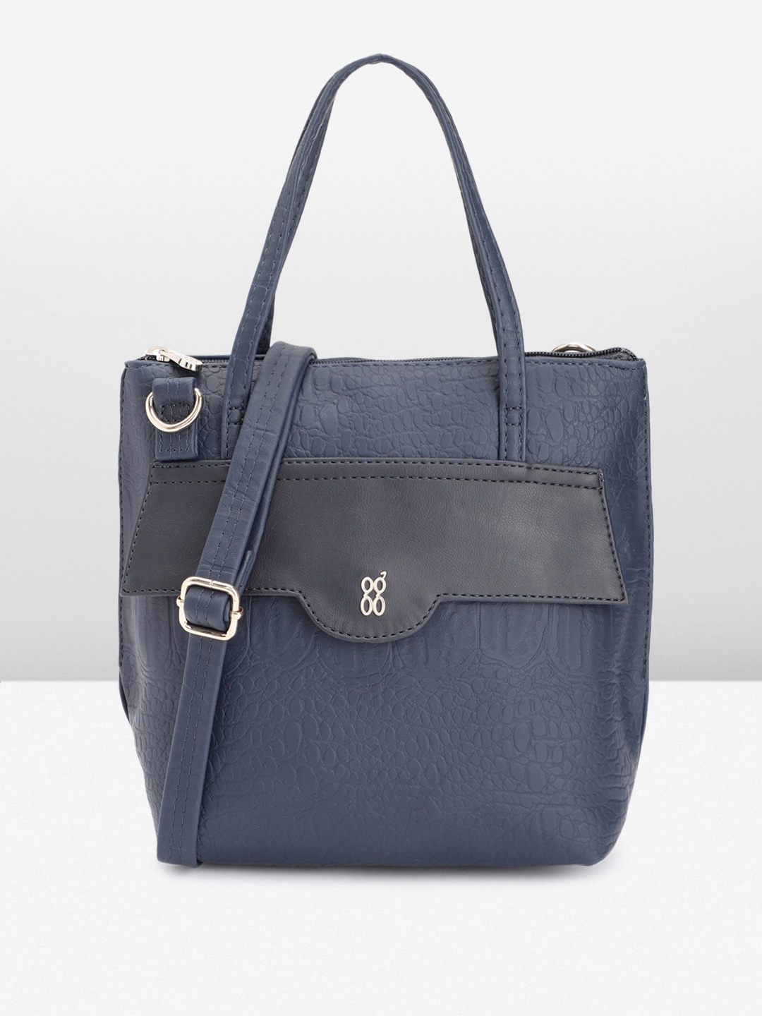 

Baggit Dinosaur Textured PU Regular Structured Handheld Bag, Navy blue