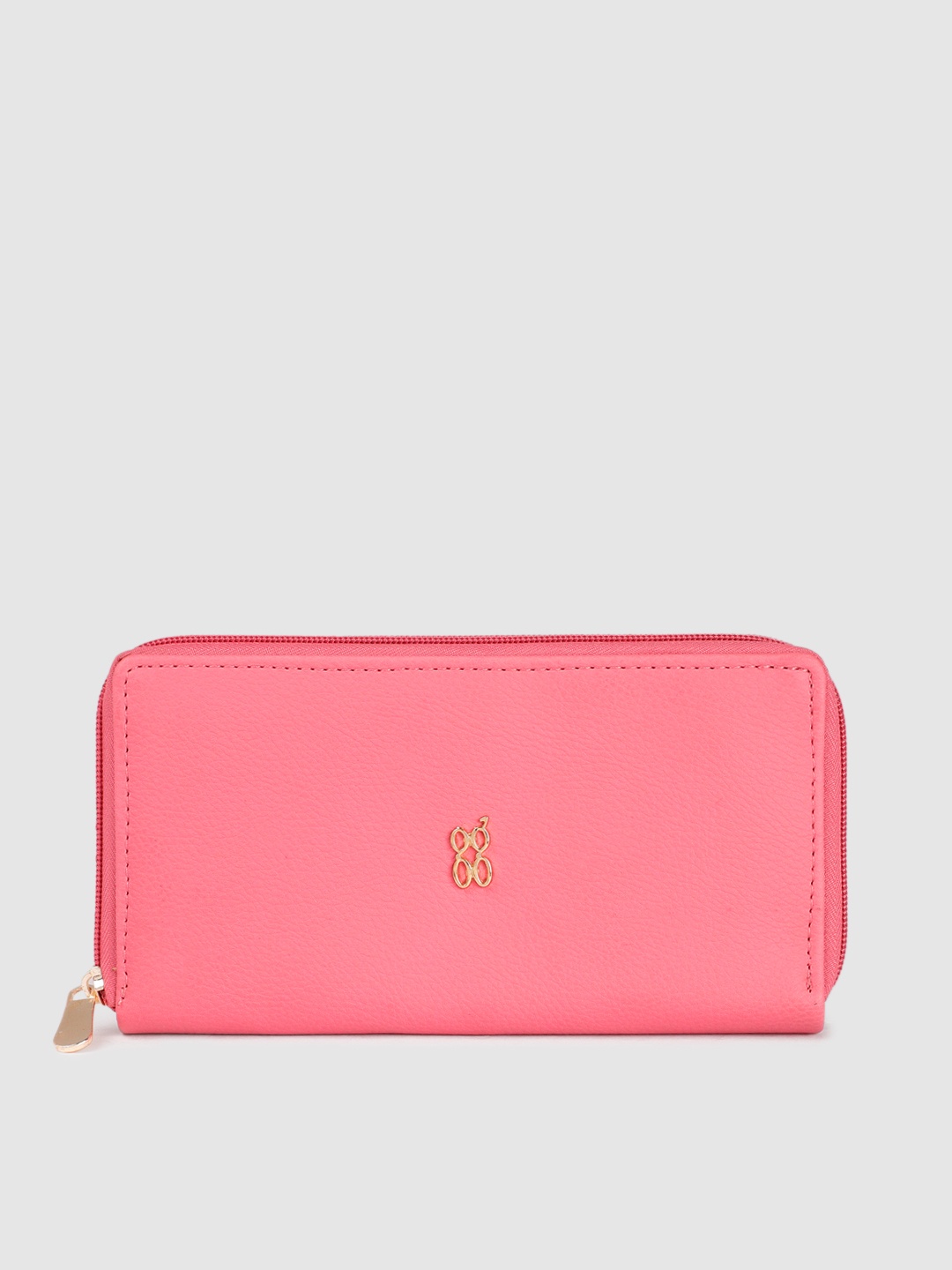 

Baggit Women Solid PU Zip Around Wallet, Coral