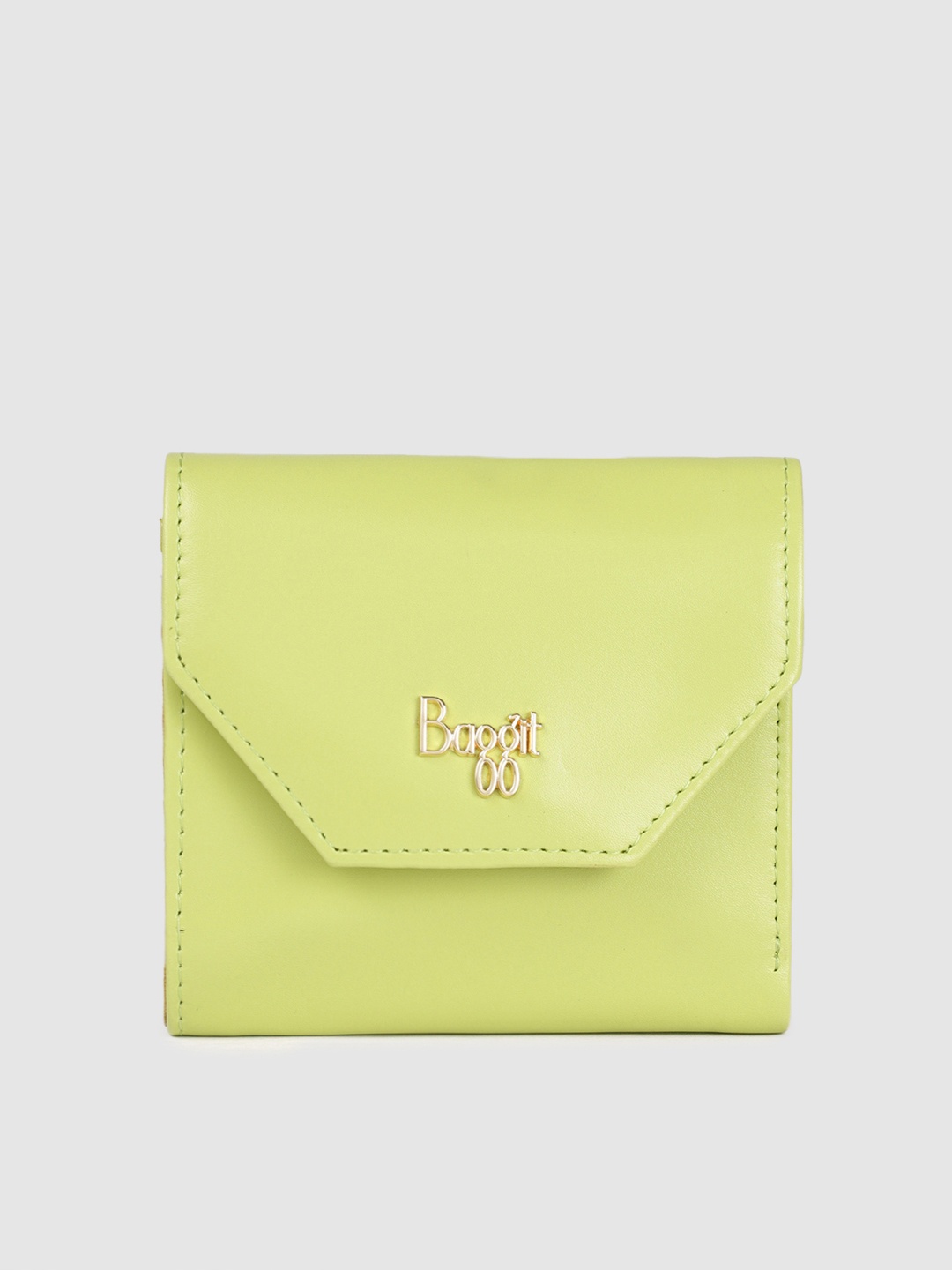 

Baggit Women Solid Three Fold Wallet, Green