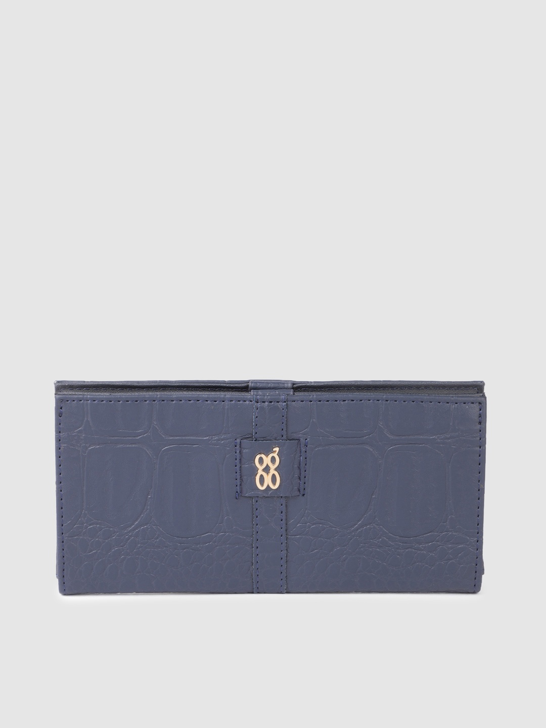 

Baggit Women Dinosaur Textured PU Two Fold Wallet, Navy blue