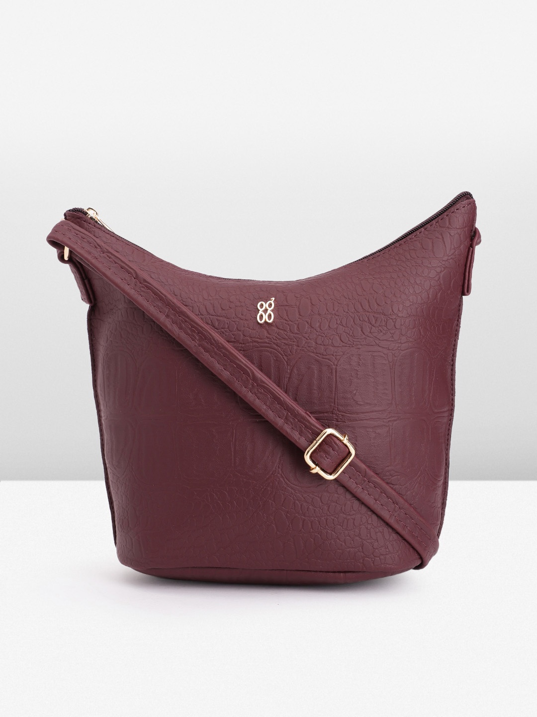 

Baggit Textured PU Structured Sling Bag, Burgundy