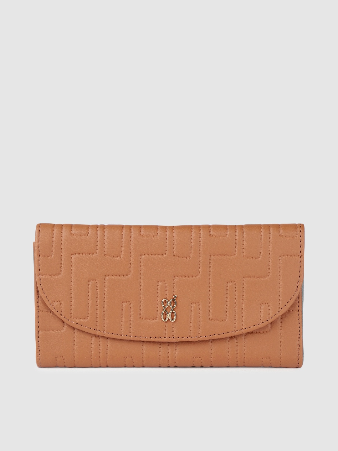 

Baggit Women Woven Design PU Three Fold Wallet, Brown