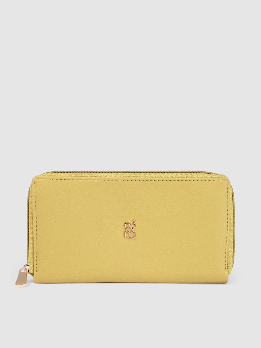 

Baggit Women Solid PU Zip Around Wallet, Olive
