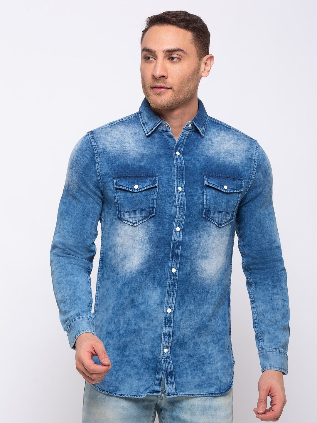 

Status Quo Men Plus Size Cotton Casual Shirt, Blue