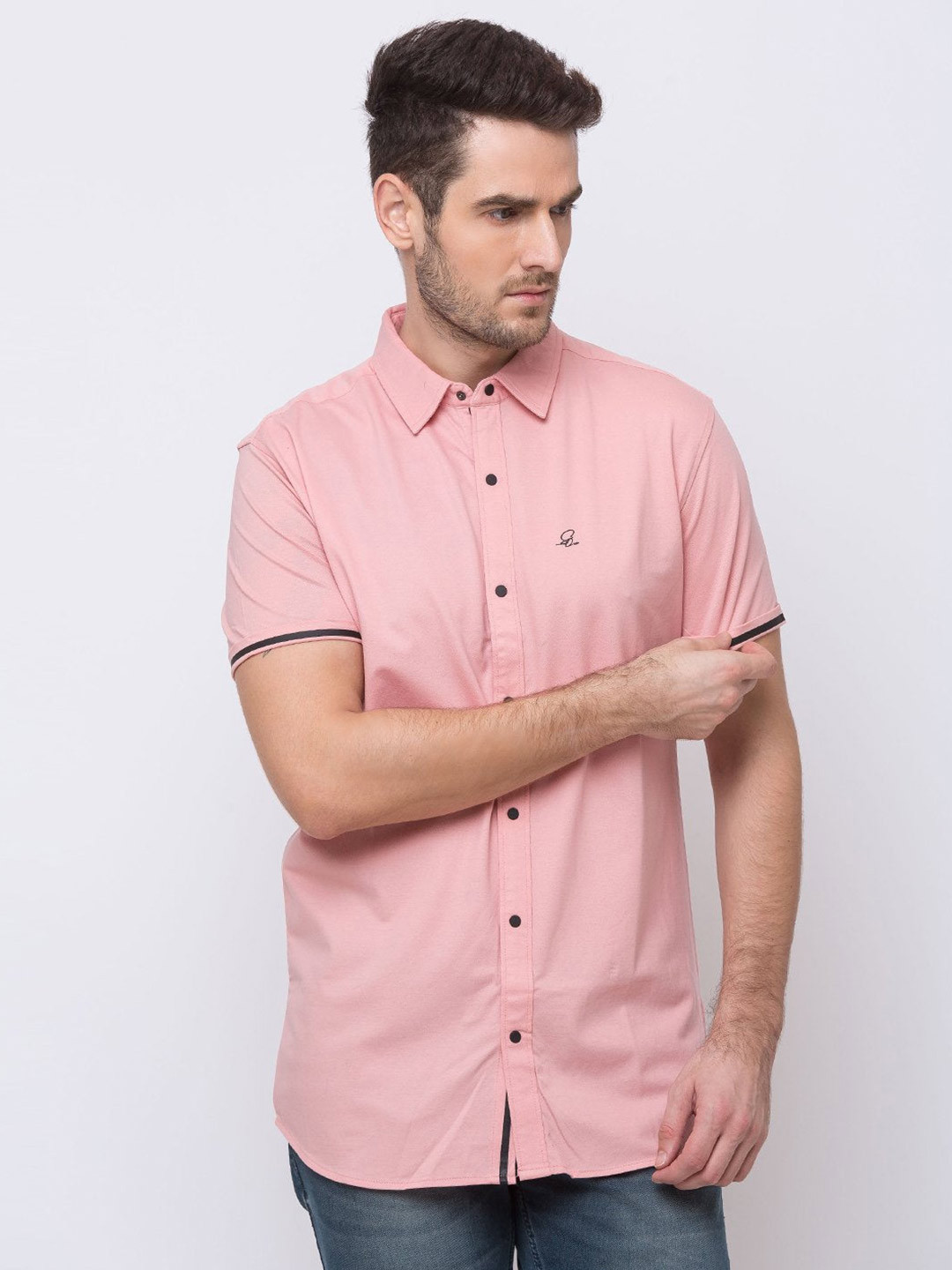 

Status Quo Men Cotton Casual Shirt, Pink