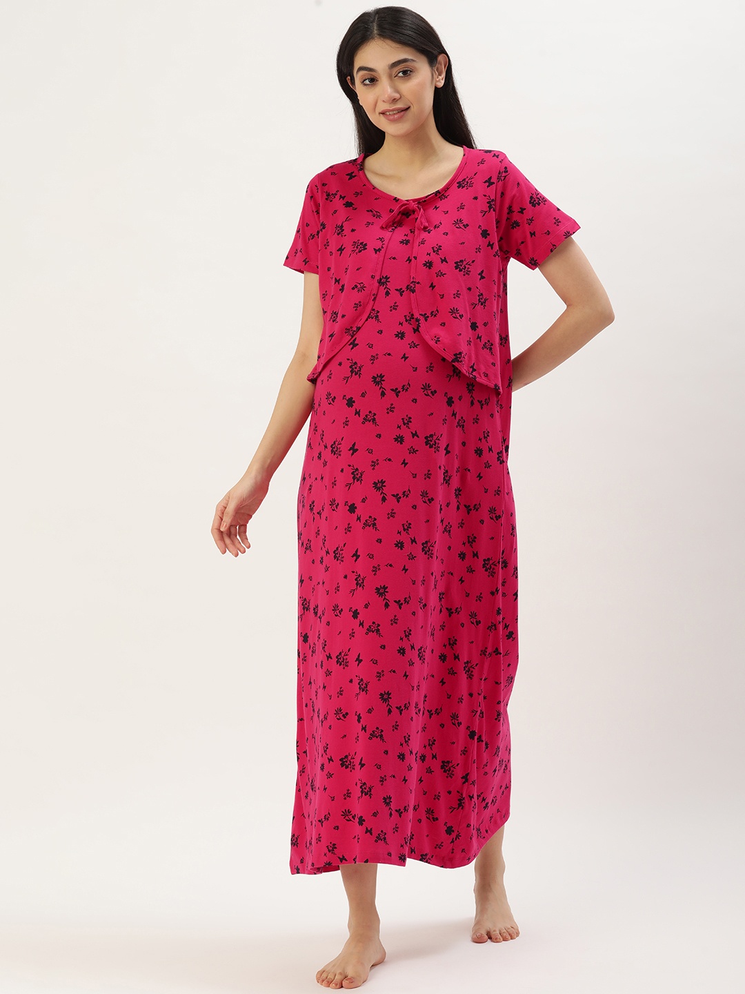 

Nejo Woman Printed Maternity Nightdress, Rose