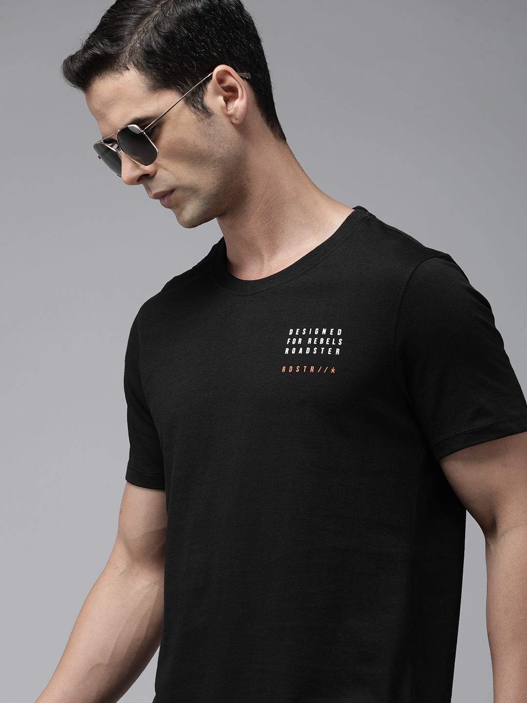 

The Roadster Life Co. Typography Placement Printed Pure Cotton T-shirt, Black