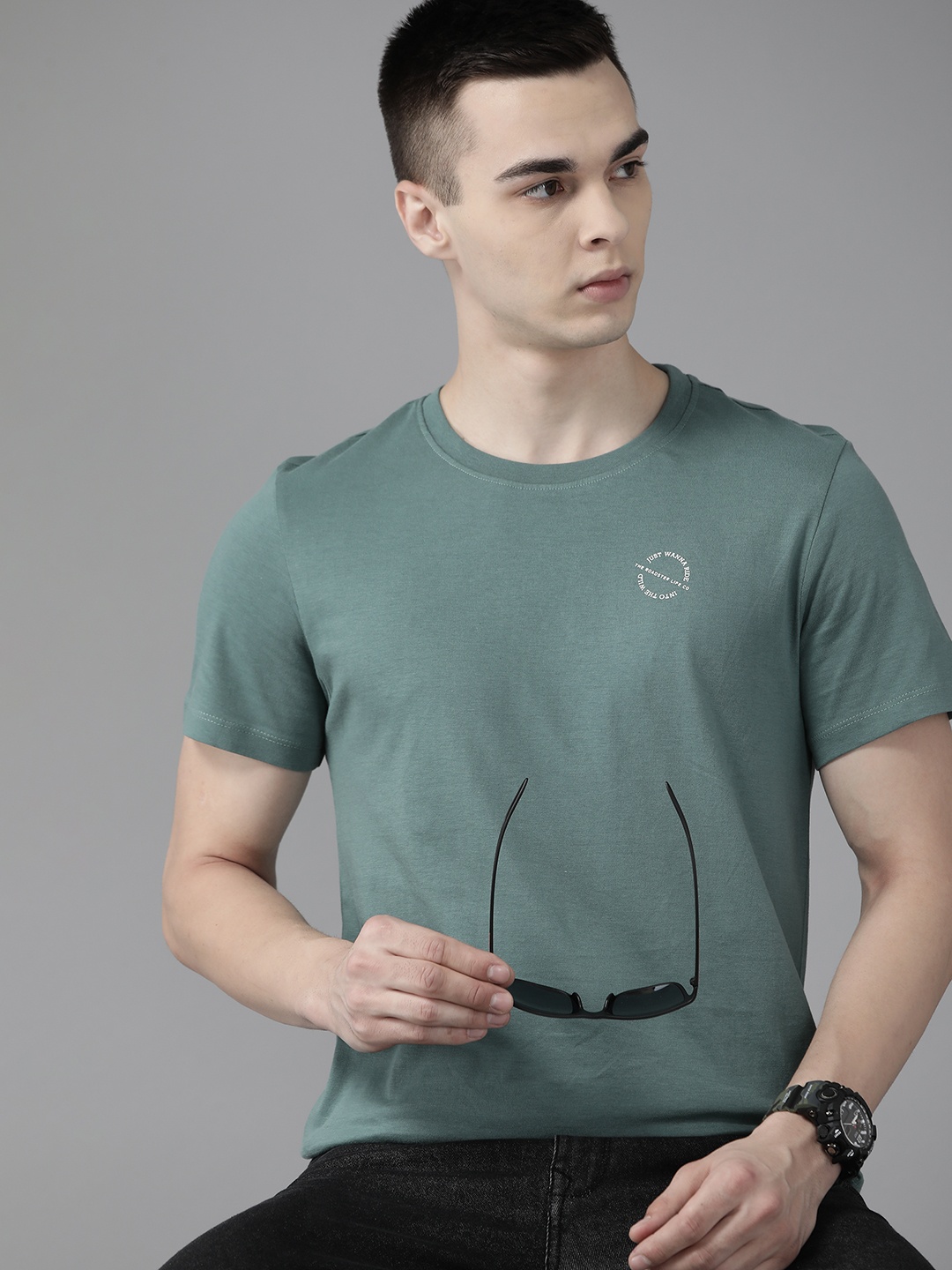 

The Roadster Lifestyle Co. Pure Cotton Solid T-shirt, Blue