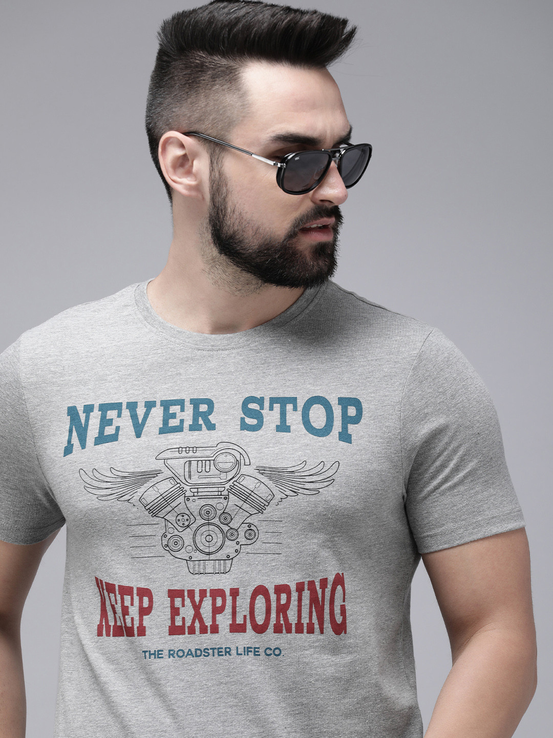

The Roadster Lifestyle Co. Men Typography Printed T-shirt, Grey