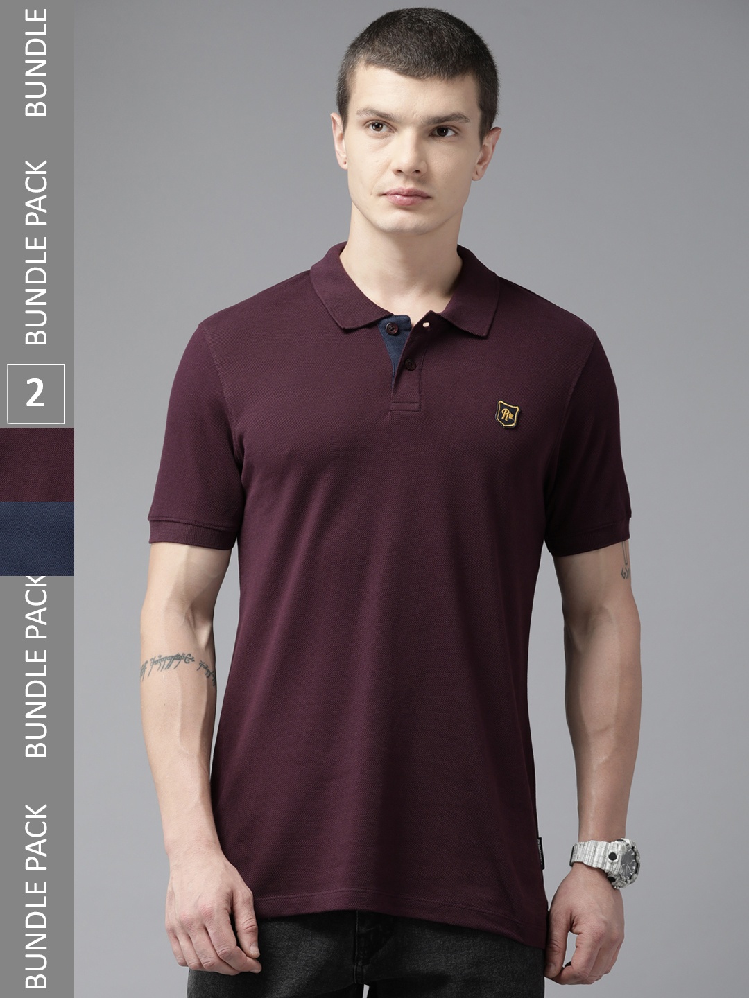 

The Roadster Lifestyle Co. Pack of 2 Pure Cotton T-Shirts, Burgundy