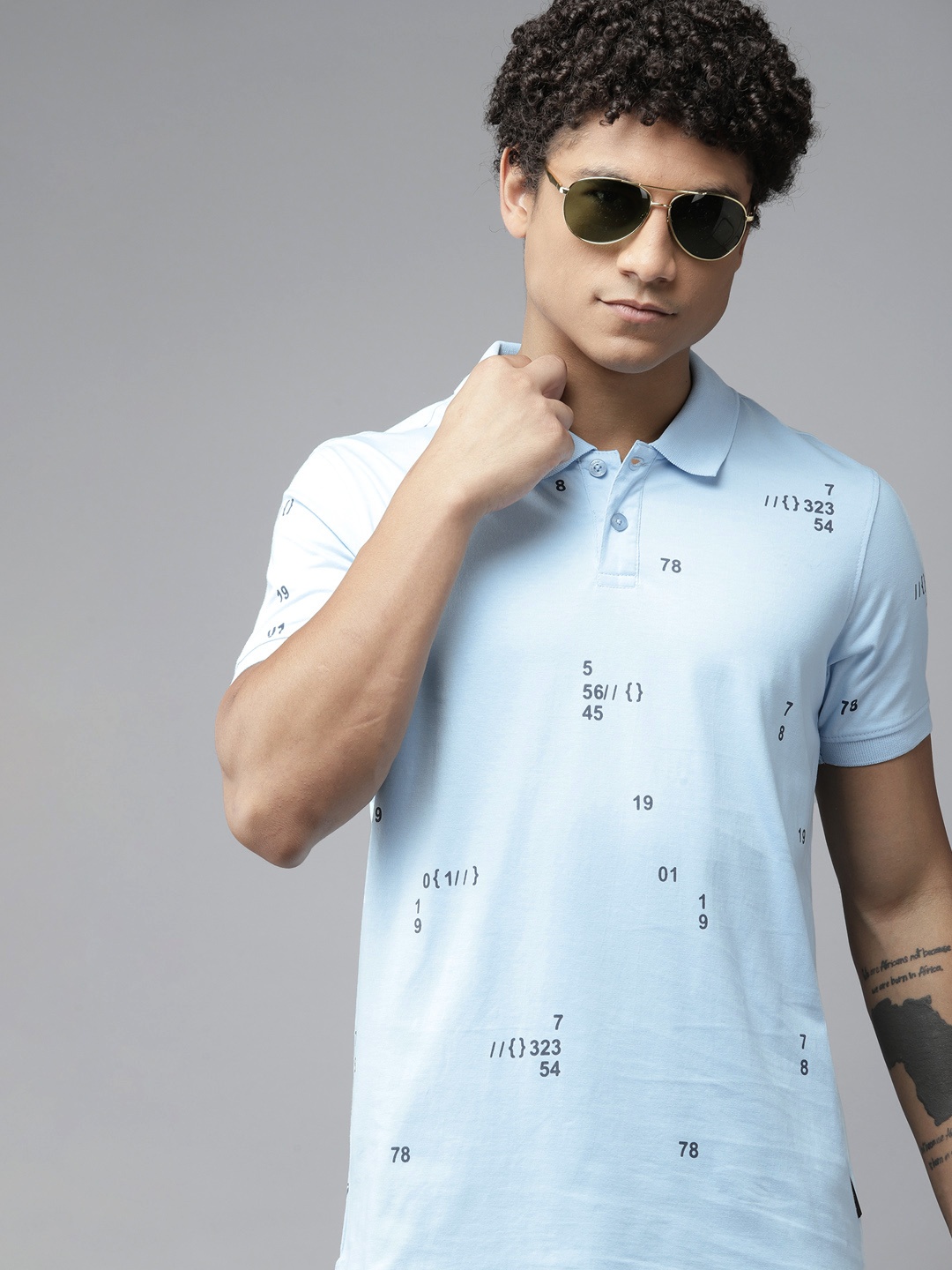 

The Roadster Lifestyle Co. Polo Collar Pure Cotton T-shirt, Blue