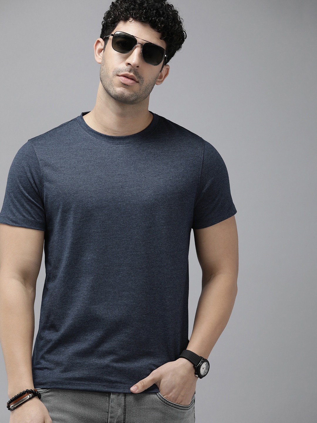 

The Roadster Life Co. Round Neck T-shirt, Blue