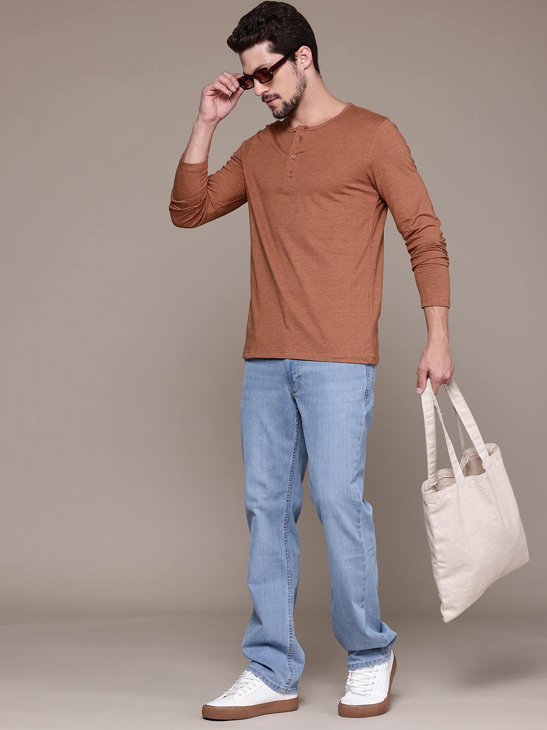 

The Roadster Lifestyle Co. Henley Neck T-shirt, Rust