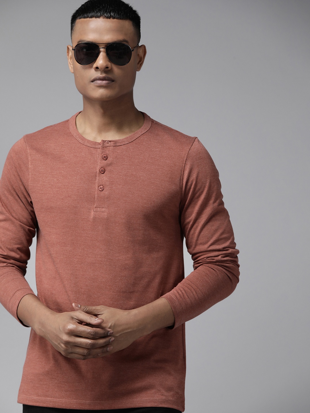 

Roadster The Lifestyle Co. Henley Neck T-shirt, Brown