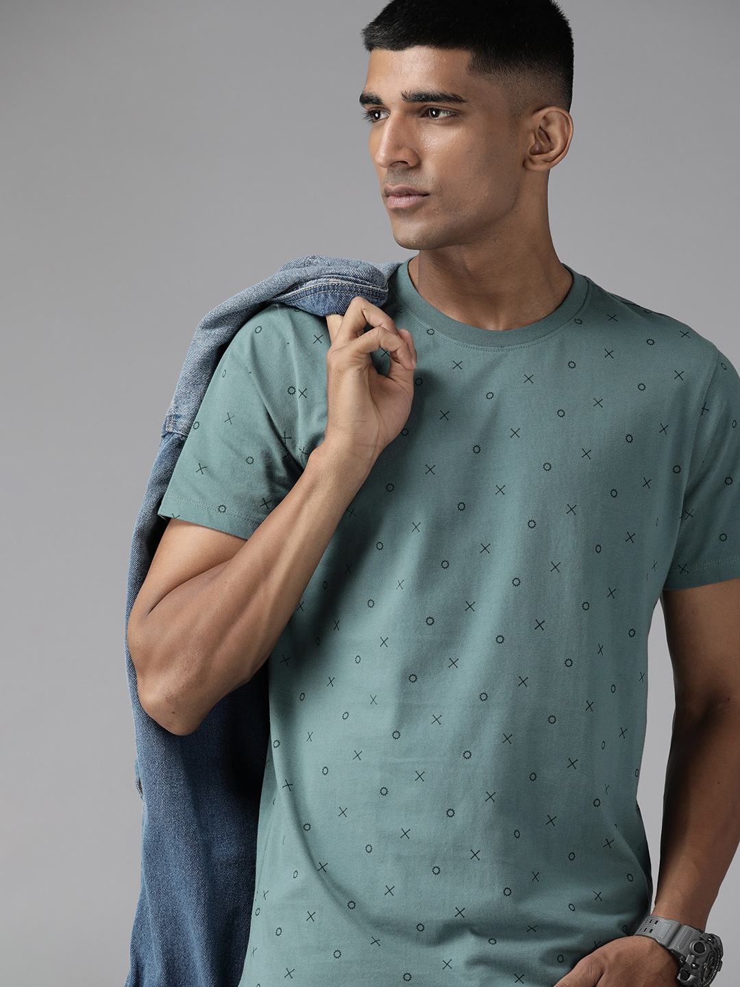 

The Roadster Lifestyle Co. Printed Pure Cotton T-shirt, Green