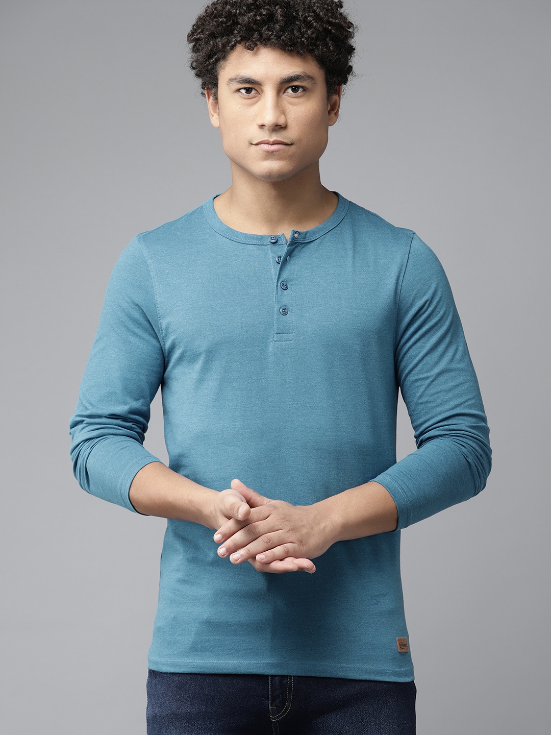 

The Roadster Lifestyle Co. Henley Neck Long Sleeves T-shirt, Blue