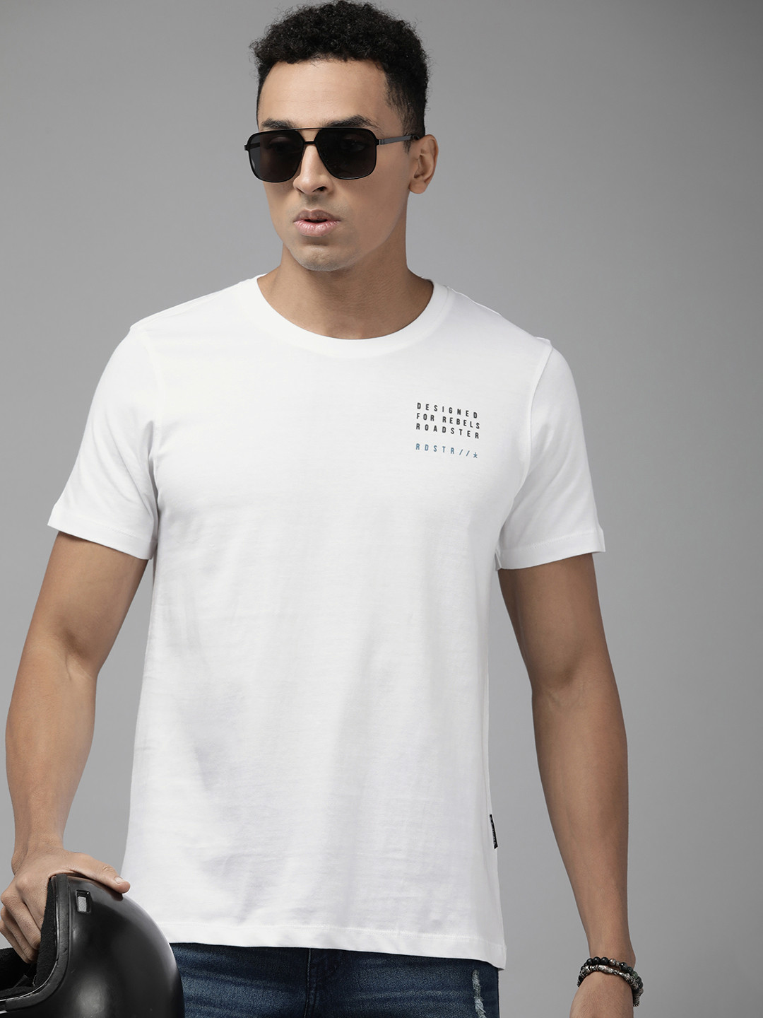 

The Roadster Lifestyle Co. Men Pure Cotton T-shirt, White