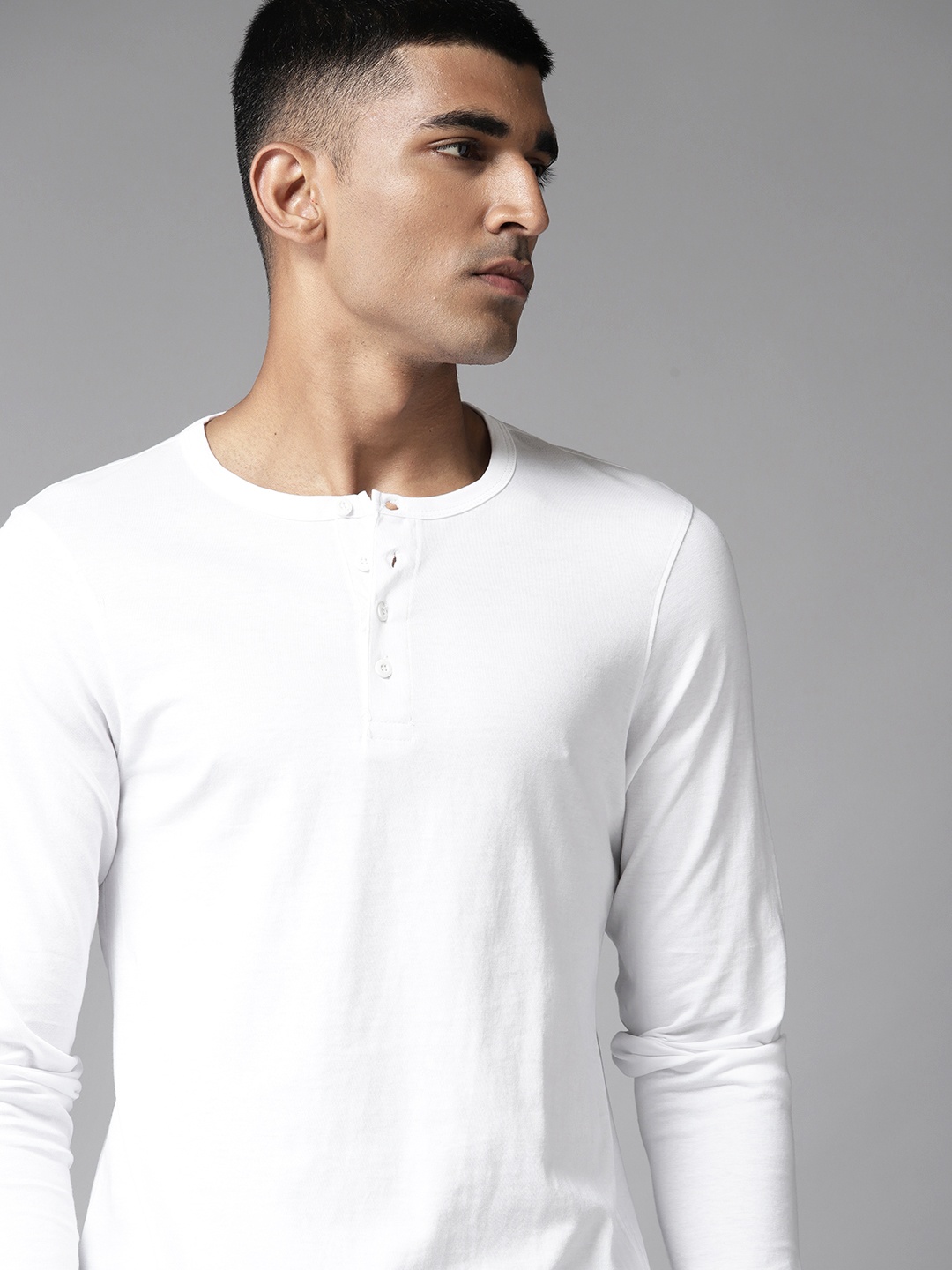 

The Roadster Lifestyle Co. Henley Neck Pure Cotton T-shirt, White