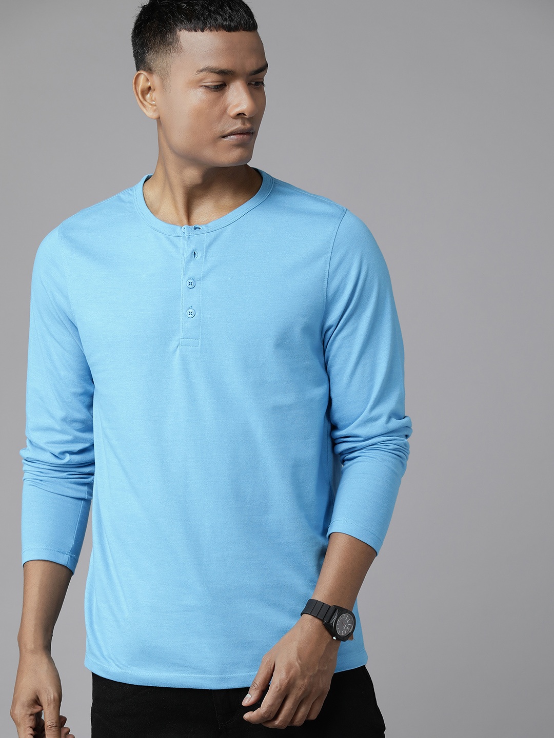 

The Roadster Lifestyle Co. Henley Neck T-shirt, Blue