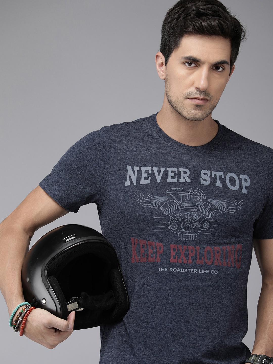 

The Roadster Lifestyle Co. Men Typography Printed T-shirt, Navy blue