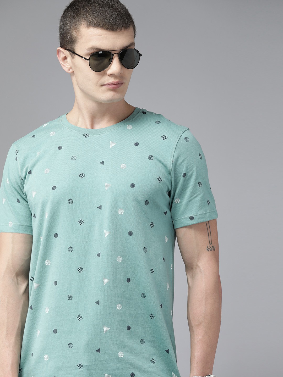 

The Roadster Lifestyle Co. Printed Pure Cotton T-shirt, Blue