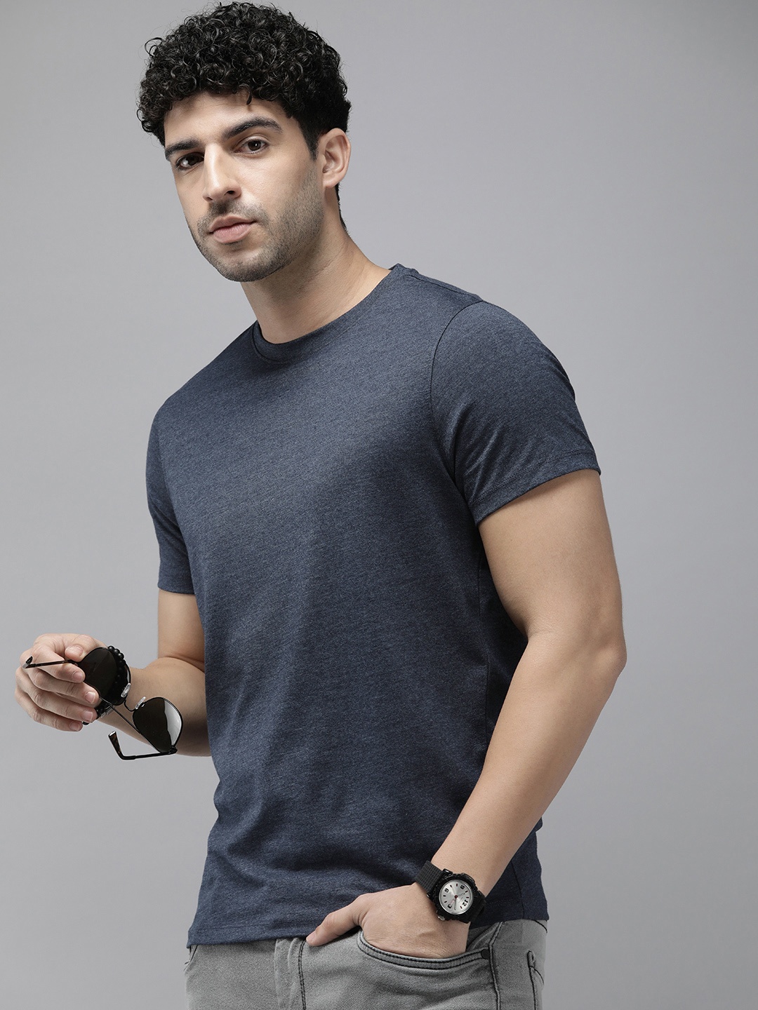 

The Roadster Life Co. Round Neck T-shirt, Blue