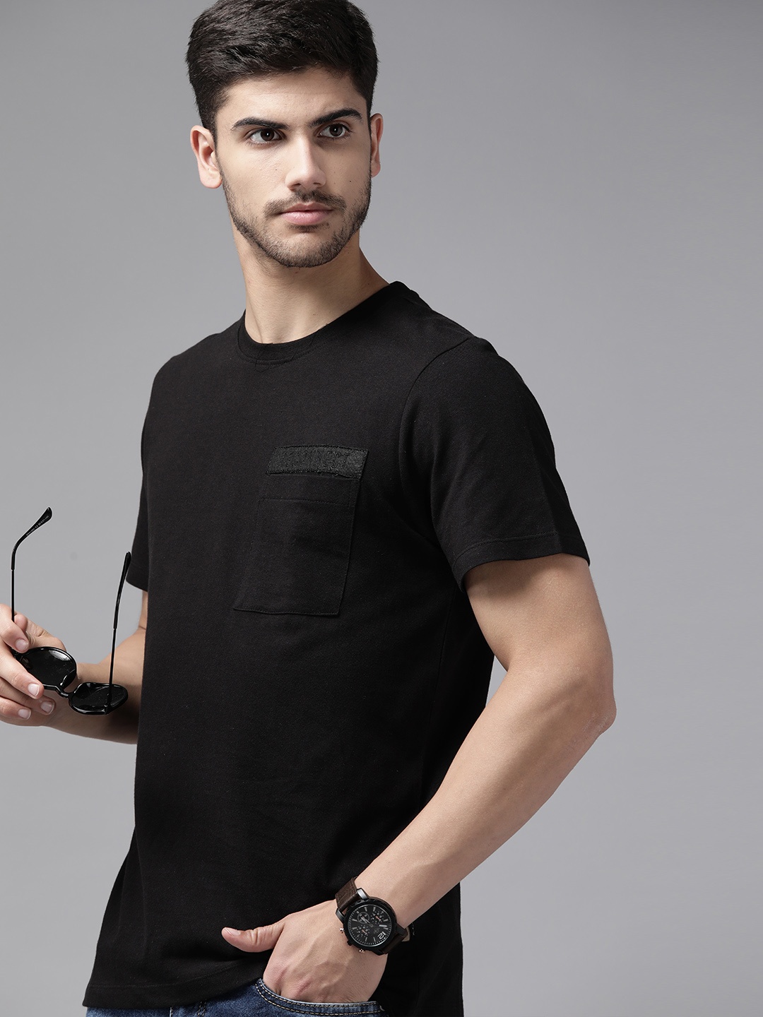 

The Roadster Lifestyle Co. Pure Cotton Pockets T-shirt, Black