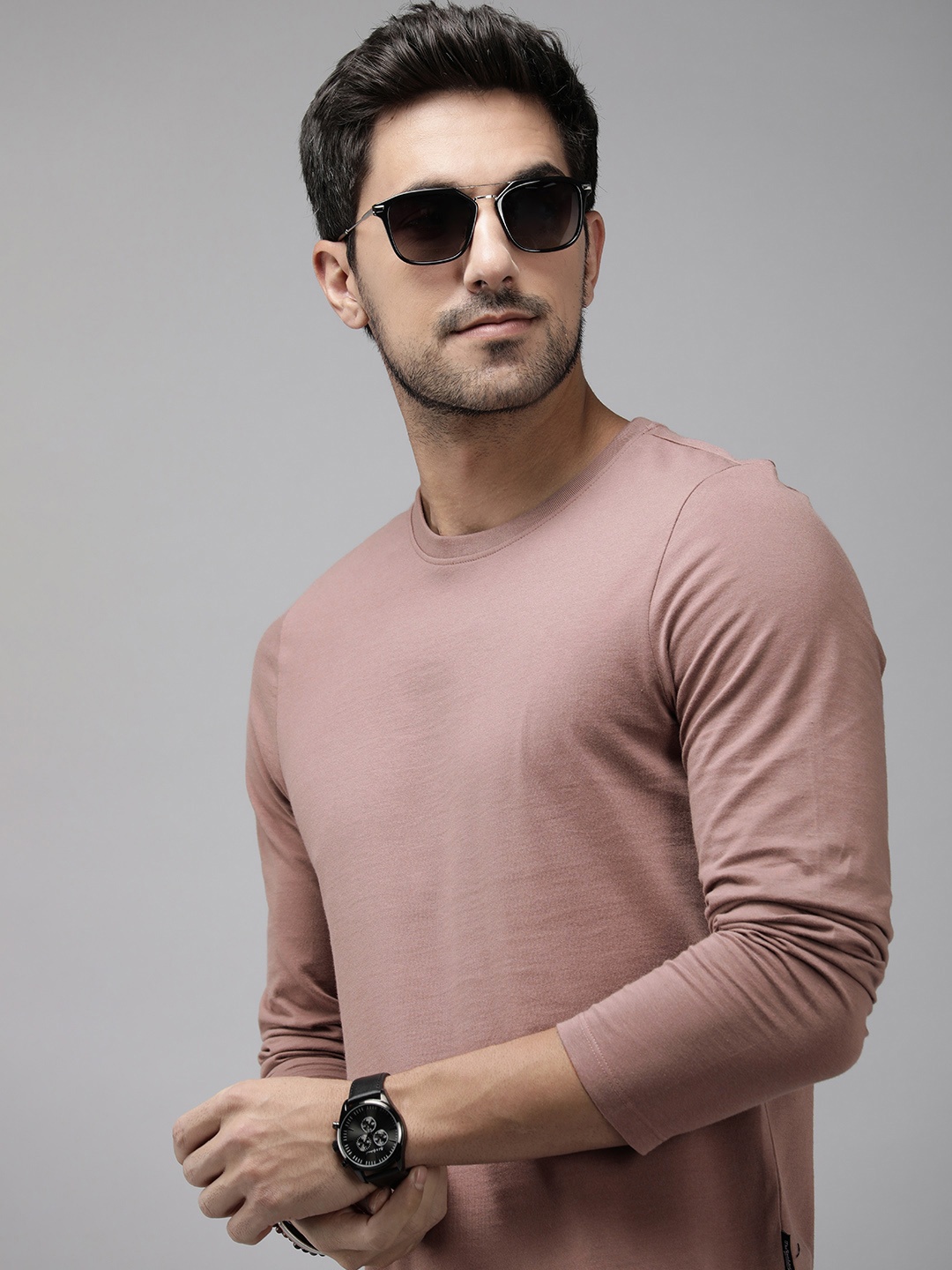 

The Roadster Life Co. Solid Pure Cotton Casual T-shirt, Mauve