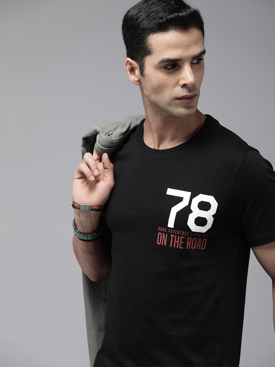 

The Roadster Life Co. Varsity Printed Pure Cotton T-shirt, Black