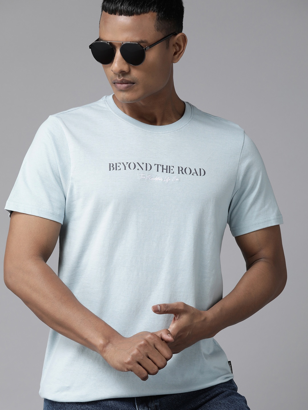 

The Roadster Lifestyle Co. Men Typography Printed Pure Cotton T-shirt, Blue