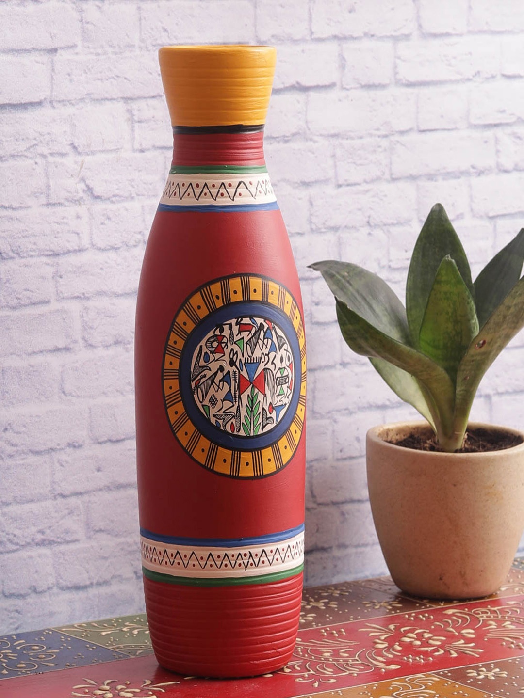 

VarEesha Red Terracotta Hand-Painted Vase