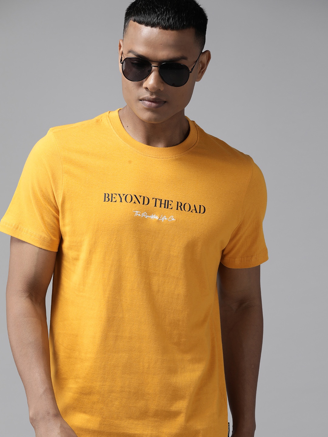 

The Roadster Lifestyle Co. Typography Print Pure Cotton T-shirt, Mustard