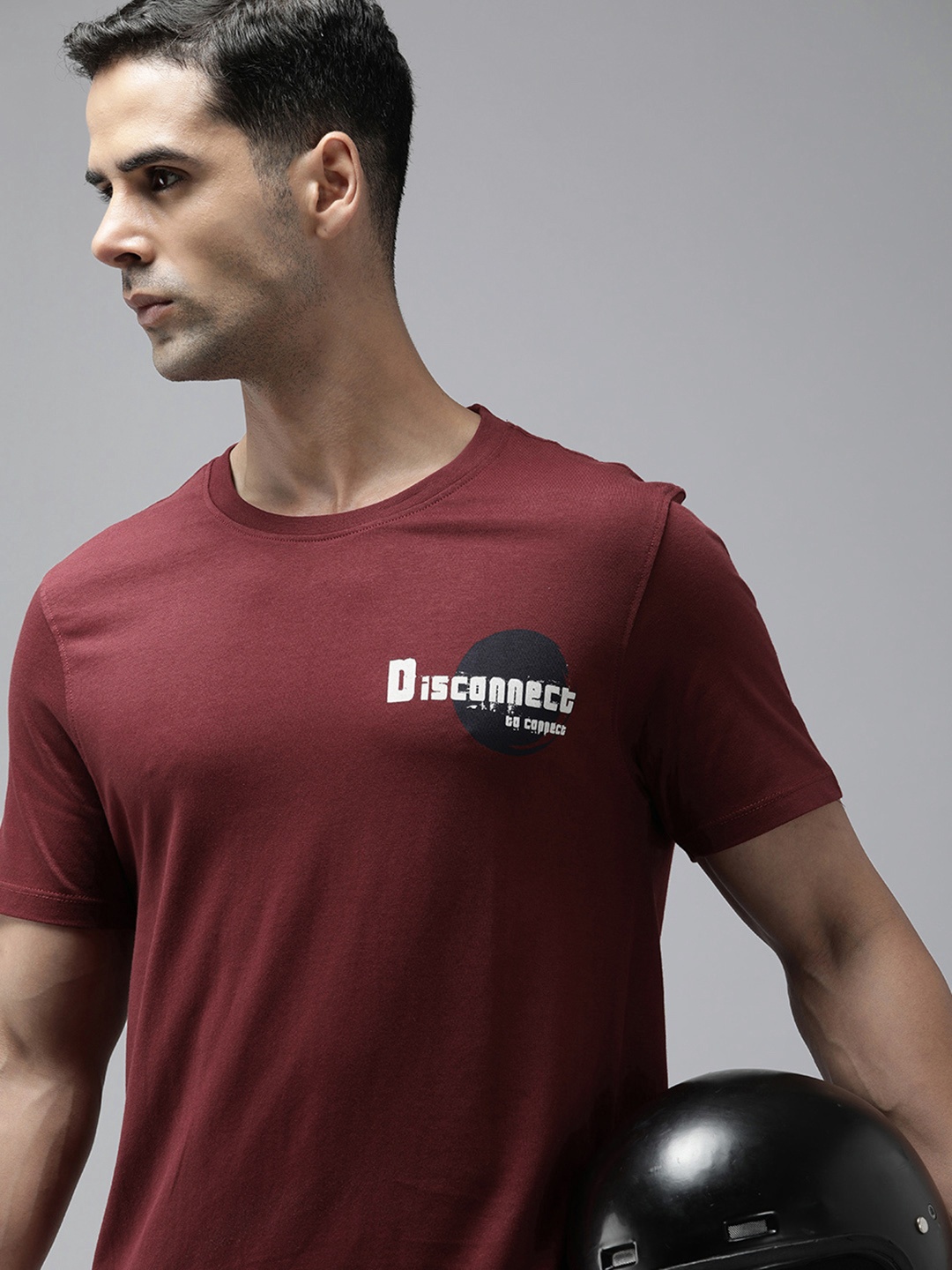 

The Roadster Lifestyle Co. Typography Printed Pure Cotton T-shirt, Maroon