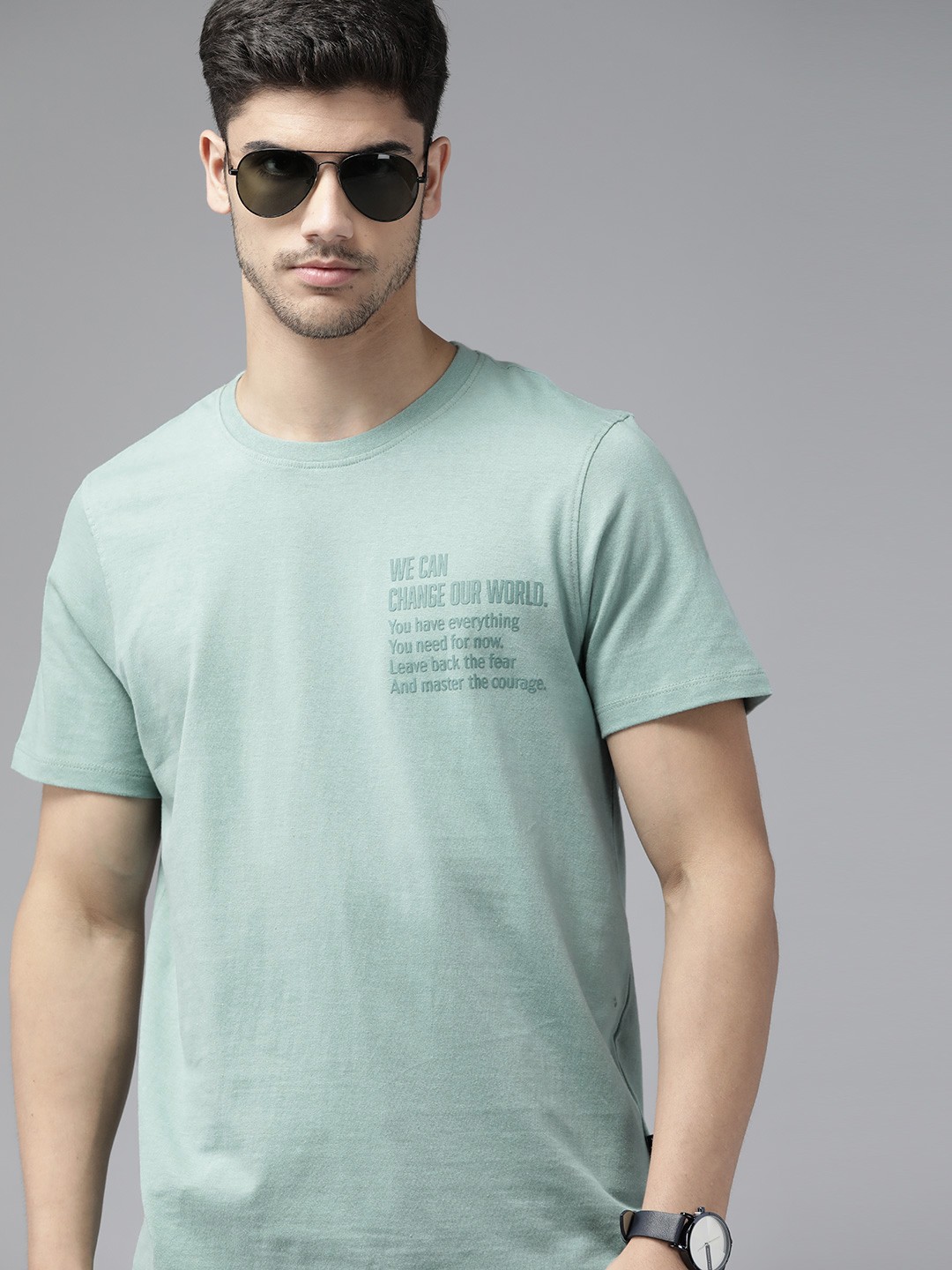

The Roadster Lifestyle Co. Typography Pure Cotton T-shirt, Blue