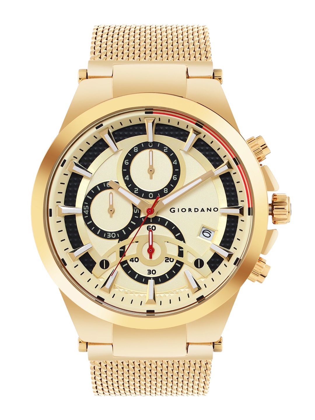 

GIORDANO Men Gold-Toned Patterned Dial & Gold Toned Bracelet Style Straps Analogue Watch